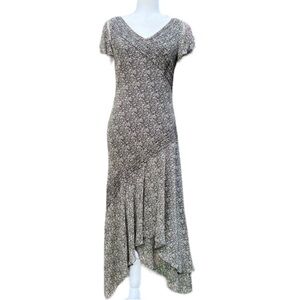 Adrianna Papell Flowy Flutter Sleeve Silk Maxi Dress Size 8